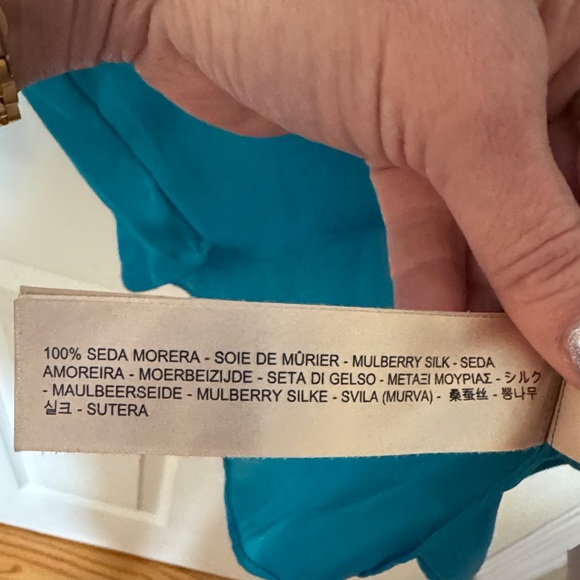 Teal women’s silk Shirt - Picture 5 of 7